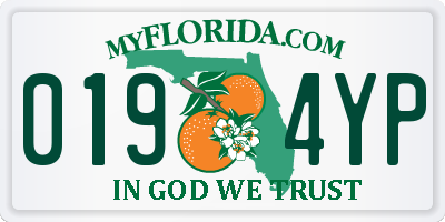 FL license plate 0194YP