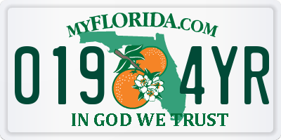 FL license plate 0194YR