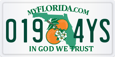 FL license plate 0194YS