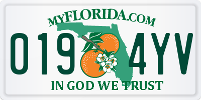 FL license plate 0194YV
