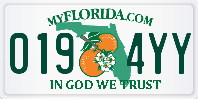 FL license plate 0194YY