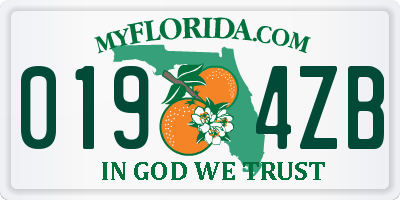 FL license plate 0194ZB