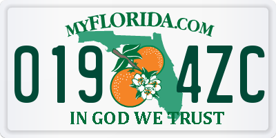 FL license plate 0194ZC