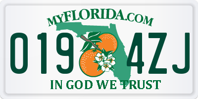 FL license plate 0194ZJ