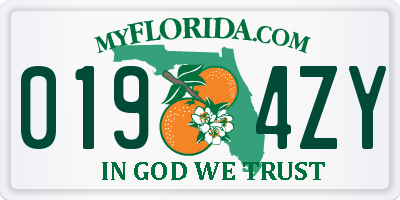 FL license plate 0194ZY