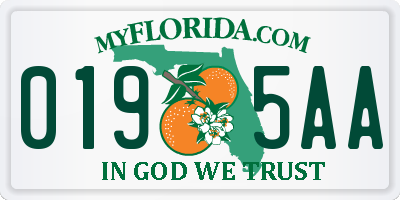 FL license plate 0195AA