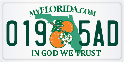FL license plate 0195AD