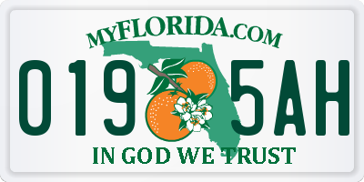 FL license plate 0195AH