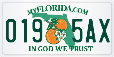FL license plate 0195AX