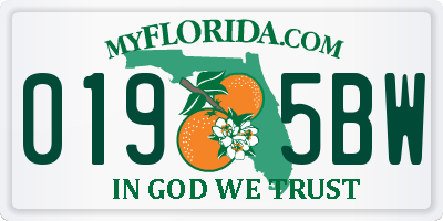 FL license plate 0195BW