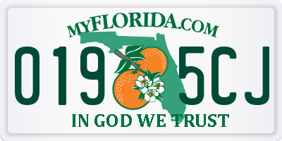 FL license plate 0195CJ