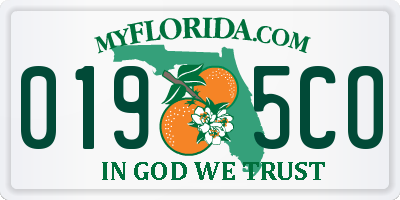 FL license plate 0195CO