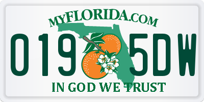 FL license plate 0195DW
