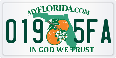 FL license plate 0195FA