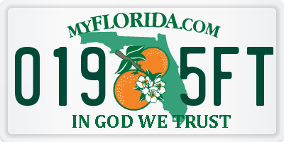 FL license plate 0195FT
