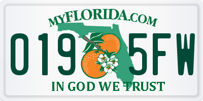 FL license plate 0195FW