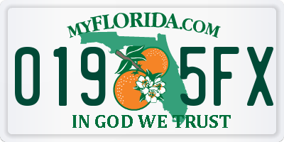 FL license plate 0195FX