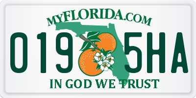 FL license plate 0195HA