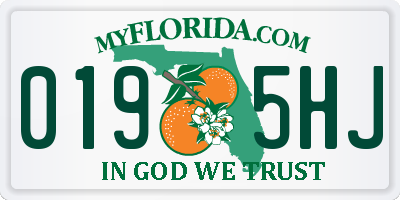 FL license plate 0195HJ