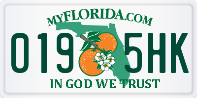FL license plate 0195HK