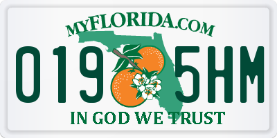 FL license plate 0195HM