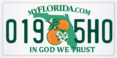 FL license plate 0195HO