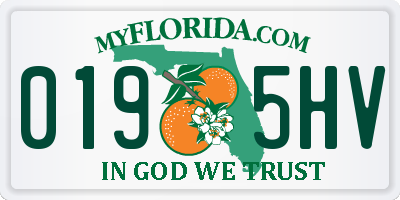 FL license plate 0195HV
