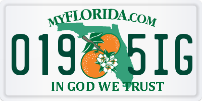 FL license plate 0195IG