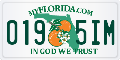FL license plate 0195IM