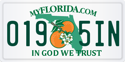 FL license plate 0195IN