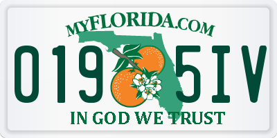 FL license plate 0195IV