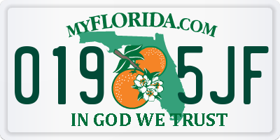 FL license plate 0195JF