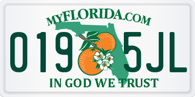 FL license plate 0195JL