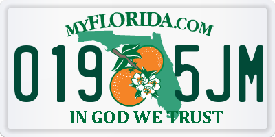 FL license plate 0195JM