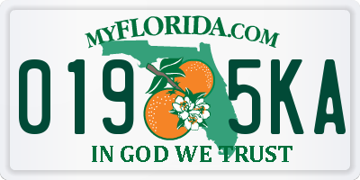 FL license plate 0195KA