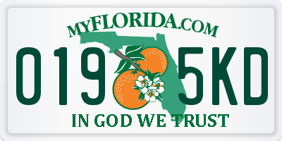 FL license plate 0195KD
