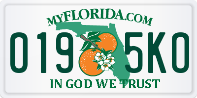 FL license plate 0195KO