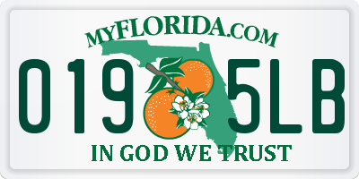 FL license plate 0195LB