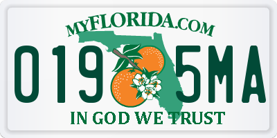 FL license plate 0195MA