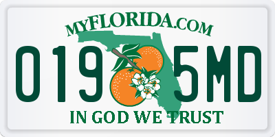 FL license plate 0195MD