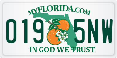 FL license plate 0195NW