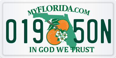 FL license plate 0195ON
