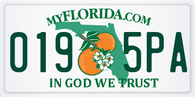 FL license plate 0195PA