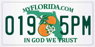 FL license plate 0195PM