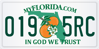 FL license plate 0195RC