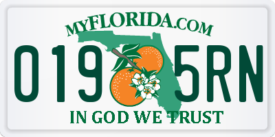 FL license plate 0195RN
