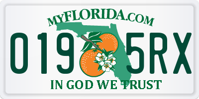 FL license plate 0195RX