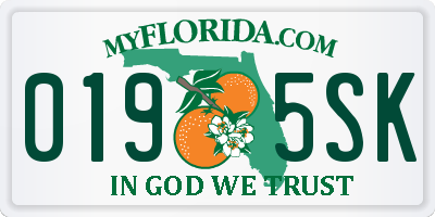 FL license plate 0195SK