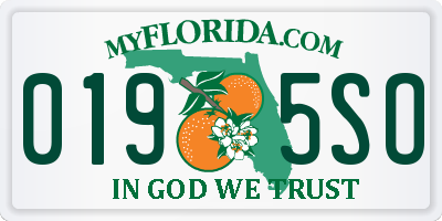 FL license plate 0195SO