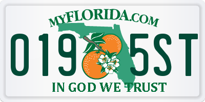 FL license plate 0195ST